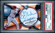 JJ Wetherholt 2025 Bowman Chrome Prime Signature Auto Orange Refractor /25 PSA 9
