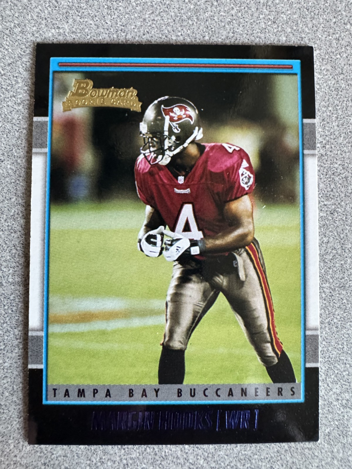 2001 Bowman Margin Hooks Blue Variation Rookie Card #136 Tampa Bay Buccaneers