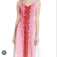 NWT TED BAKER PINK, RED AND WHITE FLORAL PRINT DRESS WITH SCALOP EDGE SZ 1 US2-4