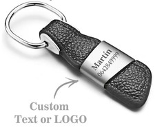 Genuine Leather Keychains Custom Lettering Keyrings Metal Engrave Name Customize
