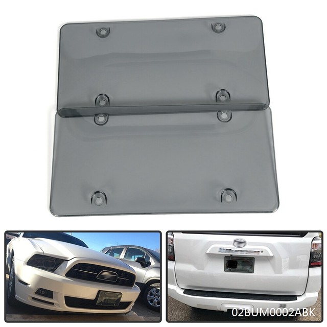 2x Smoke Flat License Plate Cover Shield Tinted Plastic Tag Protector
