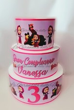 Torta MASHA E ORSO 3piani Scenografica personalizzata Polistirolo Finta MASHA