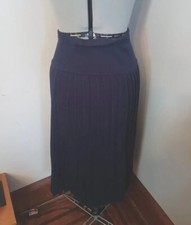 80s Vintage Pleated Skirt, Shapely Knits Navy Blue Knit Skirt Size M Stretchy