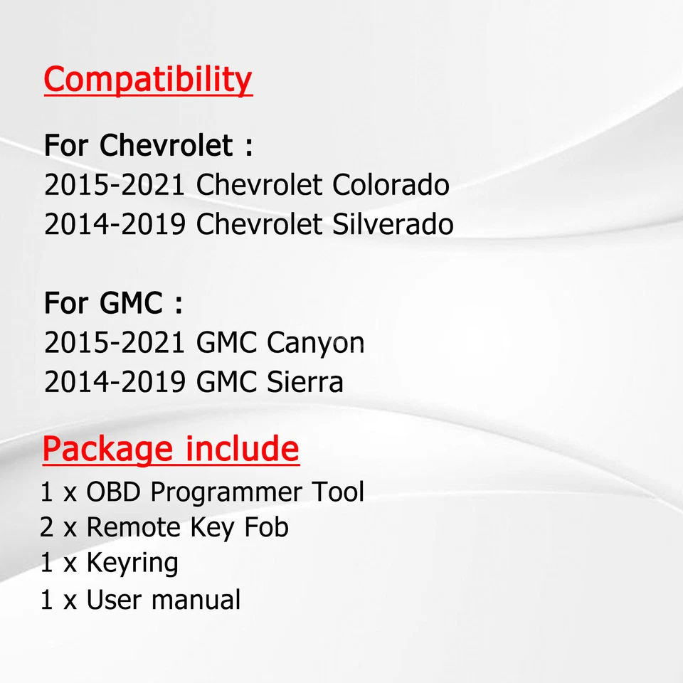 Programador de 2 llaveros para Chevy Silverado GMC Sierra 1500 2500 3500 HD 2014-2019 Foto 2 de 4