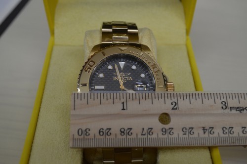 NEW INVICTA MEN'S PRO DIVER 18K GOLD PLATED -SLEEK BLACK DIAL 15191 - Picture 7 of 8
