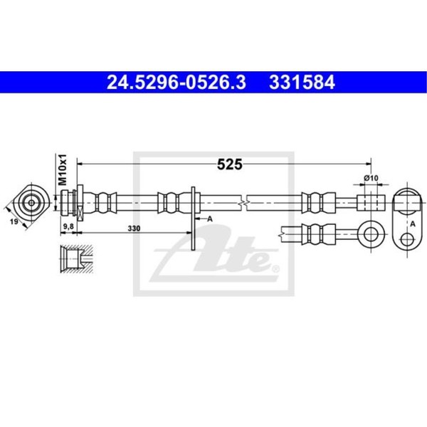 ATE Bremsschlauch Bremsleitung Vorne Rechts FüR Suzuki Grand Vitara II-image
