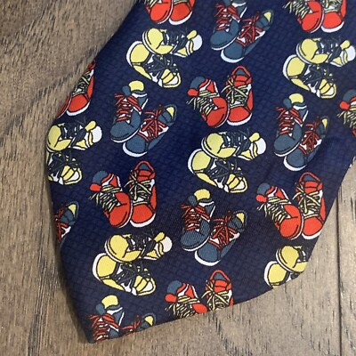 VTG United Colors Of Benetton Colorful Retro Sneakers Print Neck Tie 80s 90s