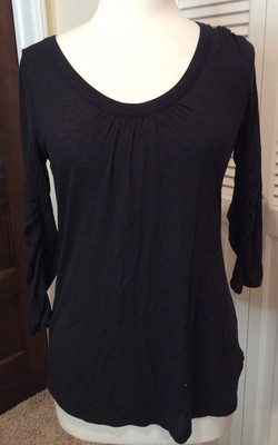 NWT Linq Black Scoopneck Long Sleeved Tee - Size S NEW