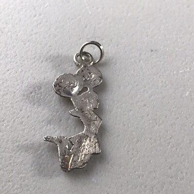 Sterling Silver Jumping Cheerleader Charm Pendant - 925 Silver, One-Sided Design With Pom Poms