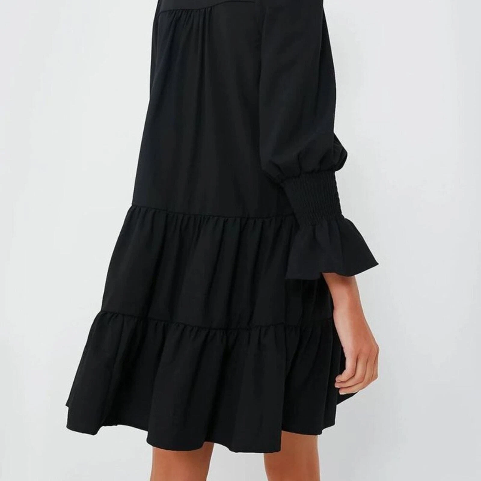 Abito Kenzo Tuckernuck nero Pomander Place scorrevole a livelli crepe. TAGLIA XS