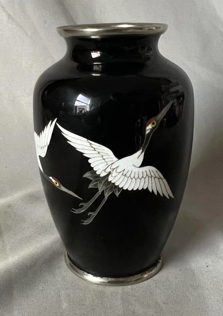 黑色古董原始景泰蓝日本古董花瓶| eBay