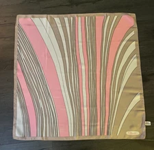 PAOLI Vintage 27” Square Pink/Tan/White Groovy Print Acetate 1970's Scarf BOHO
