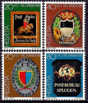 Switzerland 1981 Pro Patria Postal Service Mail Postman/Horse Crown Mailbox MNH