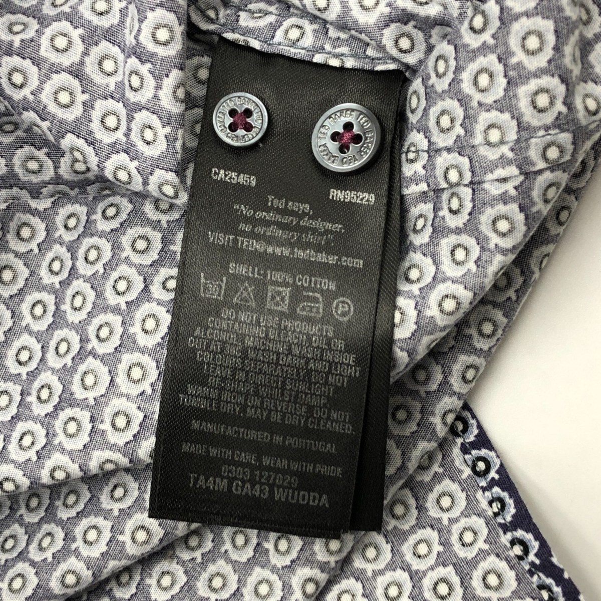 Chemise Ted Baker London Taille M (15.5) - Manches Longues, Coton, Occasion Très Bon état