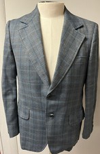 Vintage Mens MOD Leisure Suit Blazer Sport Coat Jacket Disco 70  s Retro Plaid 38