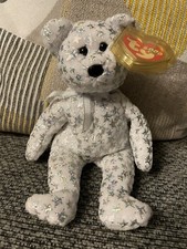 TY Beanie Baby Bear The Beginning Bear Star Silver Pattern With Tags 2000
