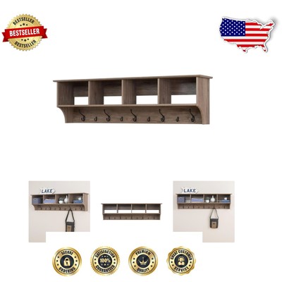 Space-Saving 60'' Drifted Gray Coat Rack with Shelving - Perfect for Busy Homes