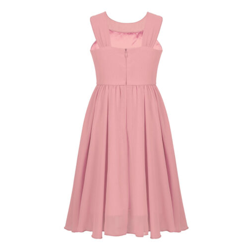 Mädchen Festlich Chiffon Kleider Kinder Sommer Hochzeits gefaltete Partykleider - Bild 42 von 63