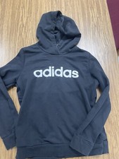 Adidas Kids Black Pullover 3 Stripe Hoodie Medium 12-14 Boys Girls