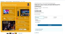 Vizio 58" TV V-Series V585-K01,2160p 4K Black 51"X5"X38"H