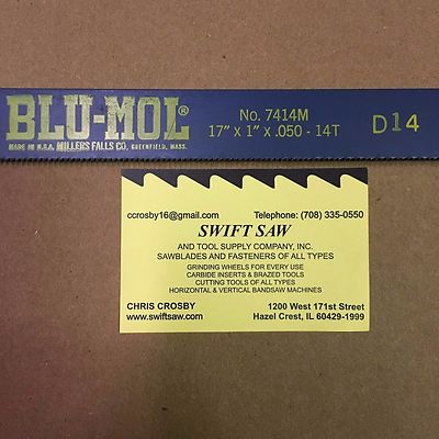 10PCS- 17'' X 1'' X .050 X 14T POWER HACK SAW BLADE BLU-MOL MILLERS FALLS BI-METAL