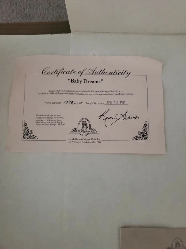 Muñeca niño Lee Middleton Baby Dreams 20" de Reva Schick retirada #1075/2000 Foto 2 de 4
