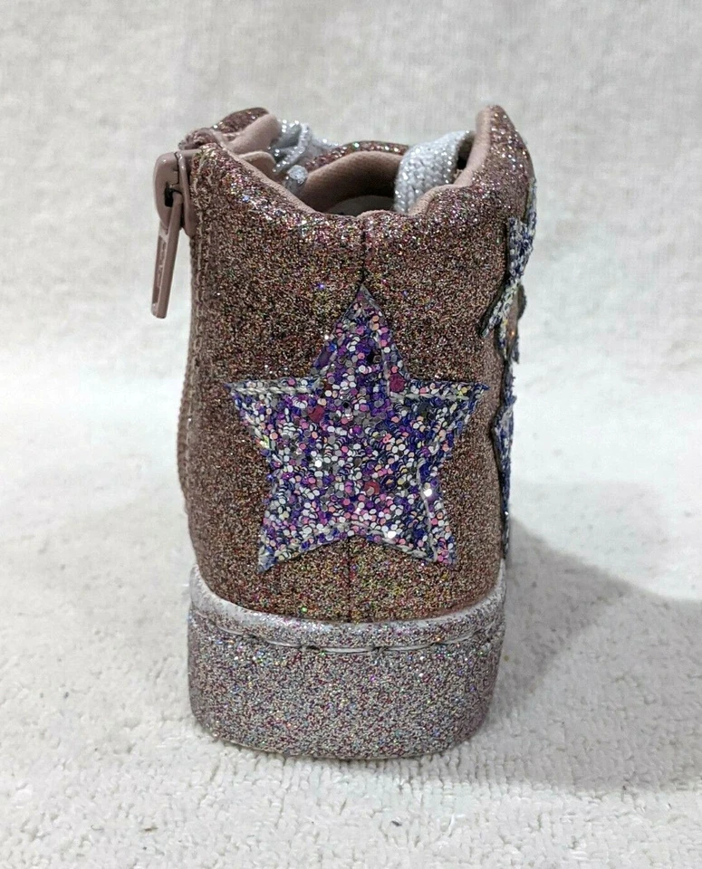 Jumping Beans Toddlers Girl's Lemon Sherbert Pink Glitter Hi Top Shoes-Sz 5/7/8 - Image 4 of 4