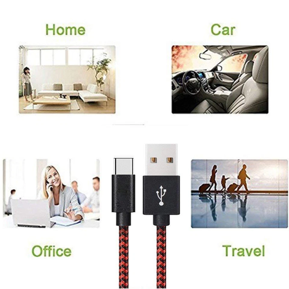 Cable cargador teléfono datos USB C tipo C trenzado fuerte carga rápida cable 1M 2M 3M Foto 4 de 4