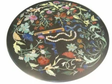 42" black Marble Dining Coffee Table Top inlay corner Center antique Mosaic y