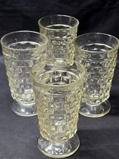 COLONY WHITEHALL CLEAR 6" Cube Pattern Iced Tea Soda Beverage Glass - Set Of 4