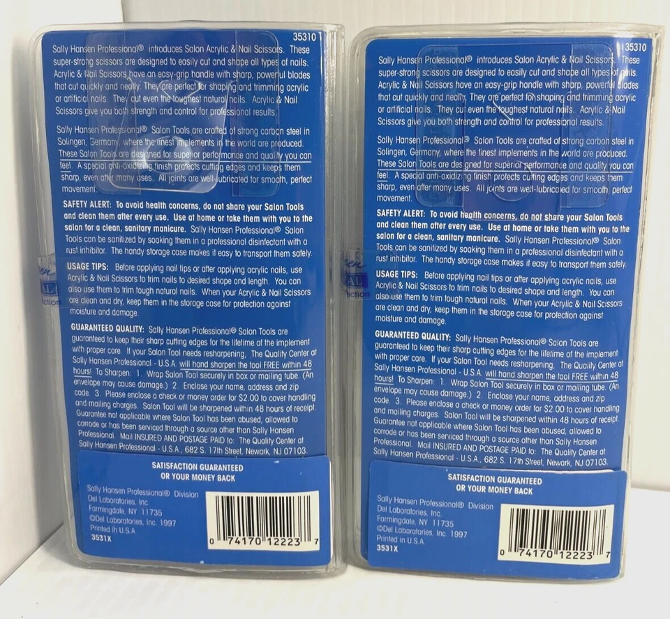 (2) Tijeras de acrílico y uñas SALLY HANSEN PROFESSIONAL *HECHAS EN SOLINGEN ALEMANIA Foto 2 de 4