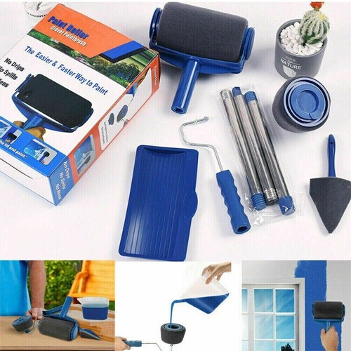 8PCS Paint Runner Pro Roller Brush Set Edger Handle Tool Kit DIY Wall