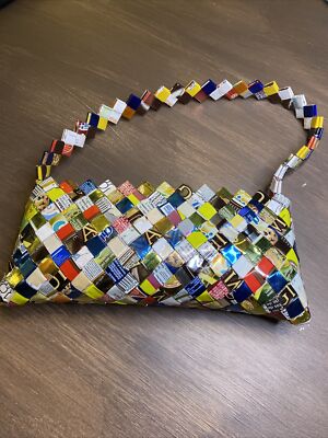 Retro Pop Art CookCandy Wrapper purse bag handmade zipper folded Depop strap fun