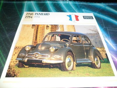 1946 - 1954 Panhard Dyna Car Photo Spec Sheet Stat Info CARD