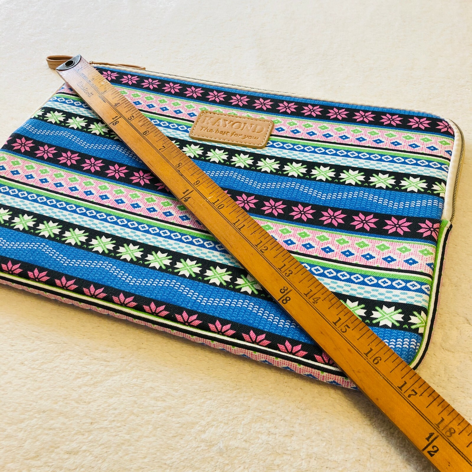 Kayond Canvas Big Zip Pouch Computer Case Multicolor Striped Up to 17&rdquo; Laptop