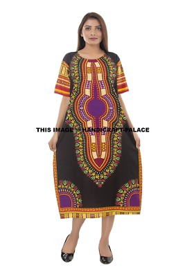 knee length dresses for ladies Orange Tie-Dye Dashiki Shirt / Dashiki Dress - African Print Top main image 0