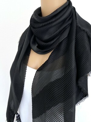 NWT! NEW! GIORGIO ARMANI Damaged Scarf Shawl Wrap Striped Black