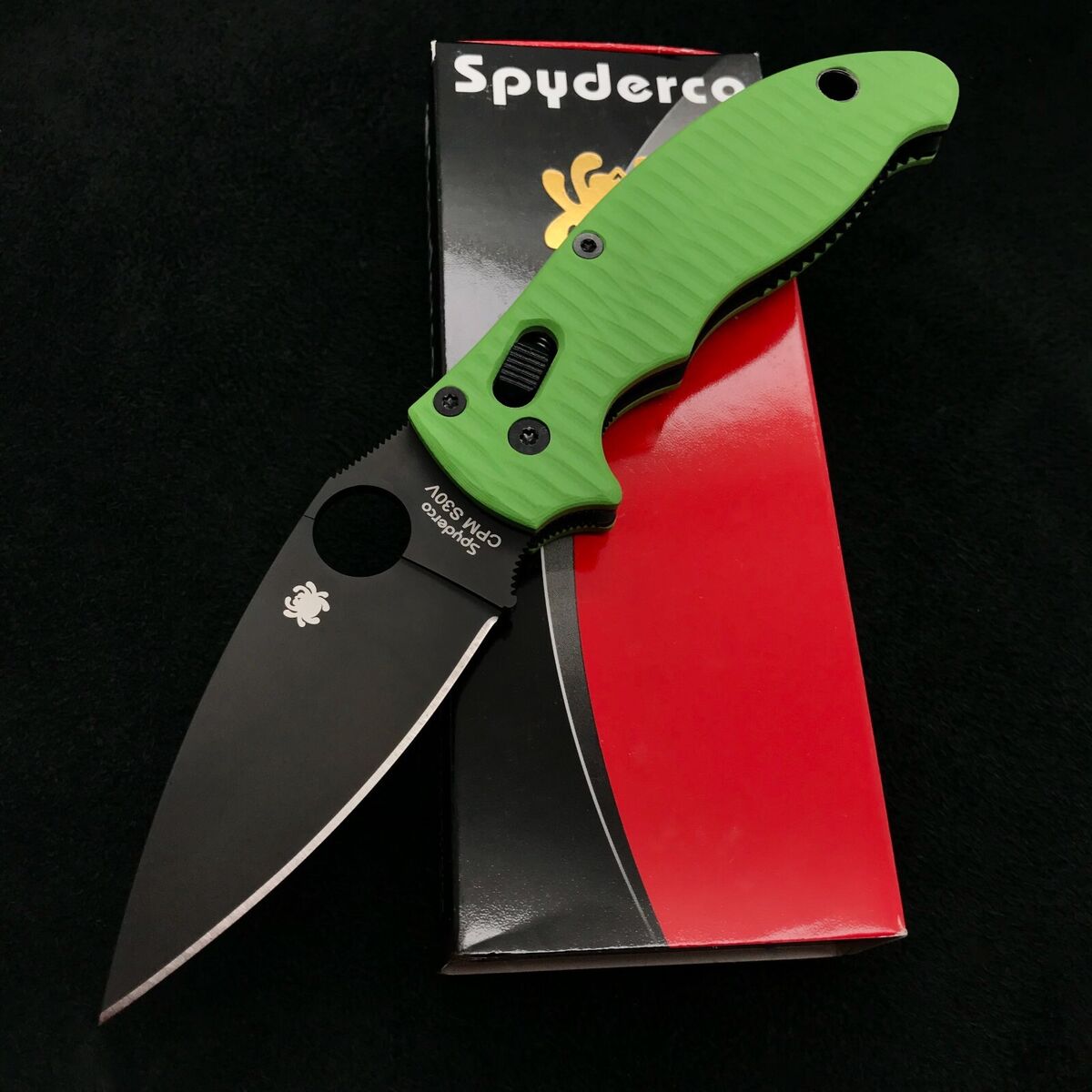 Spyderco Manix 2 C101GPBBK2 w/Custom Green G10 Scales & 2 Spyderco Manix 2 C101GPBBK2 w/Custom Green G10 Scales & 2