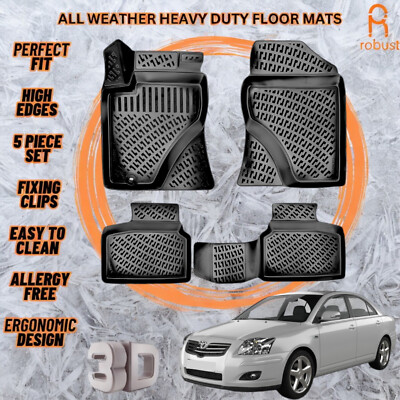 3D Molded Floor Mats Liners Fits Toyota Avensis 2003-2009 All Season Heavy Duty