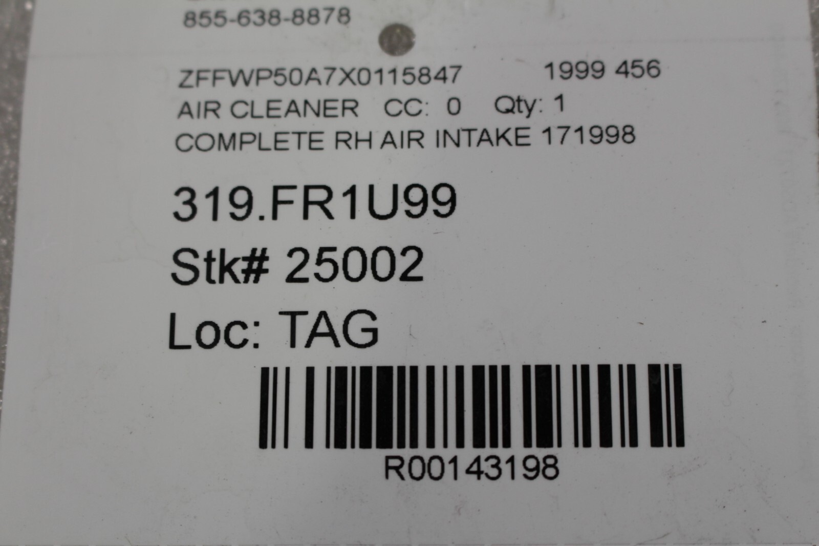 Ferrari 456 M, RH, Right, Air Cleaner, Used, P/N 171998