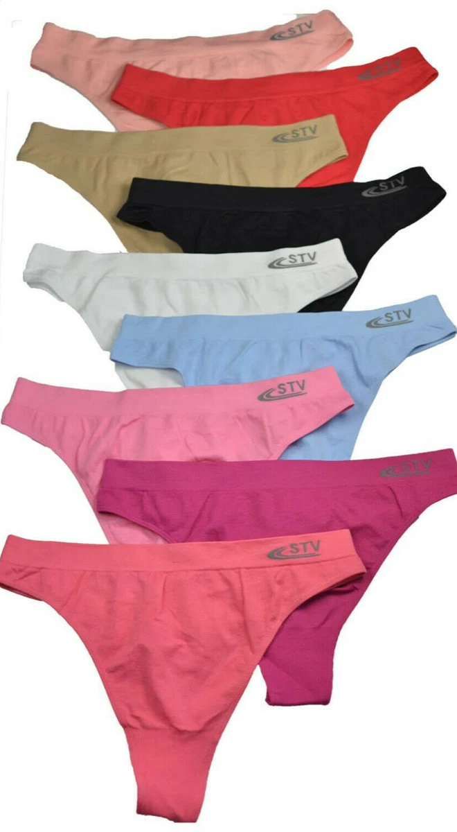 12 Bragas tanga MULTICOLOR STV Talla Unica Licra Sin costuras
