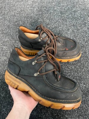 New Rock Planet Spain Natural Sewn Leather Platform Boots