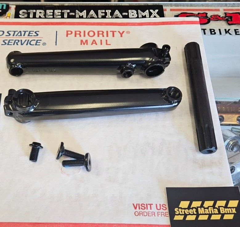 BMX bike CRANKS 8 SPLINE BLACK 170mm 19mm 3 PIECE CRANK FIT KINK GT Haro SE NEW!