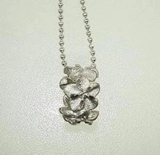 6MM SOLID 14K WHITE GOLD DIAMOND CUT DC 5 PLUMERIA FLOWER LEI SLIDE PENDANT