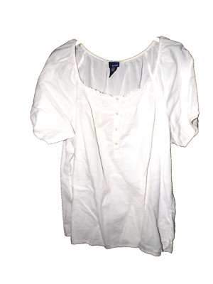 2 Basic women's Tops blue GEO medium button shirt & white XL blouse spots R1