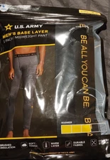 Men U.S. Army Base Layer Midweight Pants sz XL Black -4788