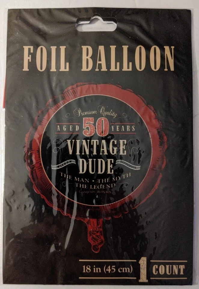Vintage Dude 50th Birthday Foil Balloon 18" Fifty The Man Myth Legend Decoration - Image 2 of 3