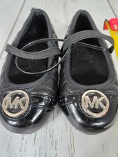 Michael Kors Lil Mallory Girls Quilted Black Logo Ballet Flats Dress Shoe - Sz 6