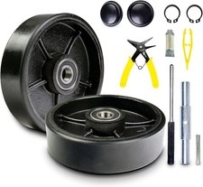 Durable 7" x 2" Polyurethane Pallet Jack Wheels Set with Axle - 5500 lb Capacity
