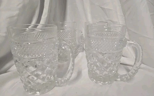 4pc Set Vintage Anchor Hocking WEXFORD Glass 5.1/4" Mugs